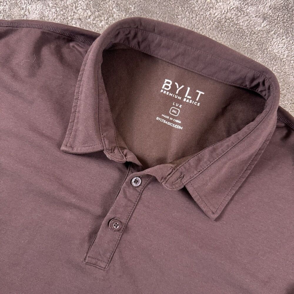 BYLT Premium Basics Lux Long Sleeve Polo Shirt - Maroon - Big Tall 3XL